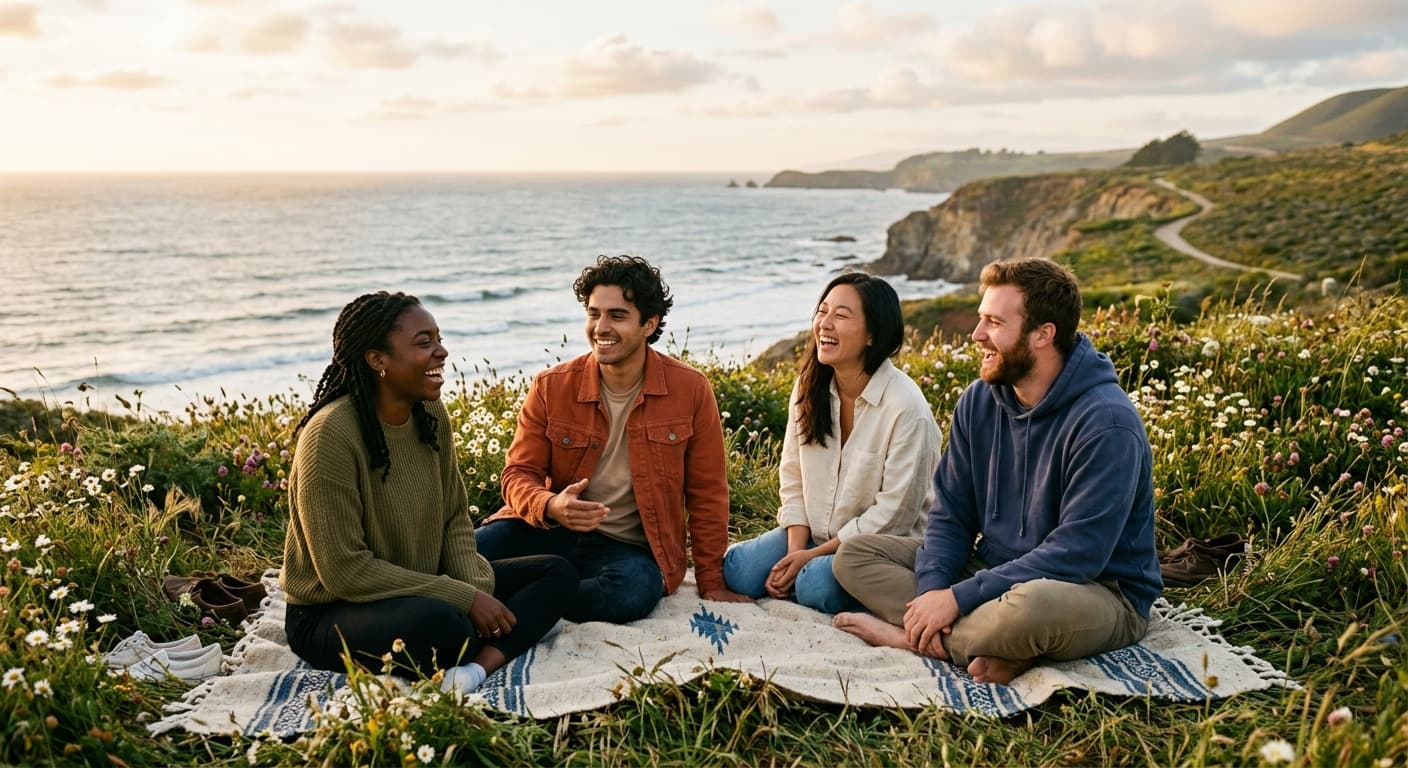 People on the California coast